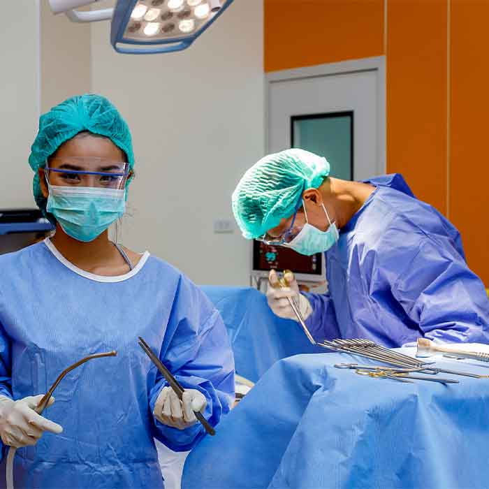 Theatre nurse in an operating room