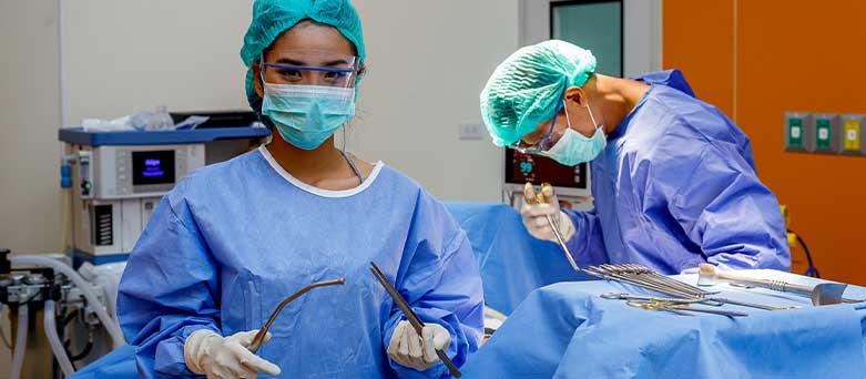 Theatre nurse in an operating room