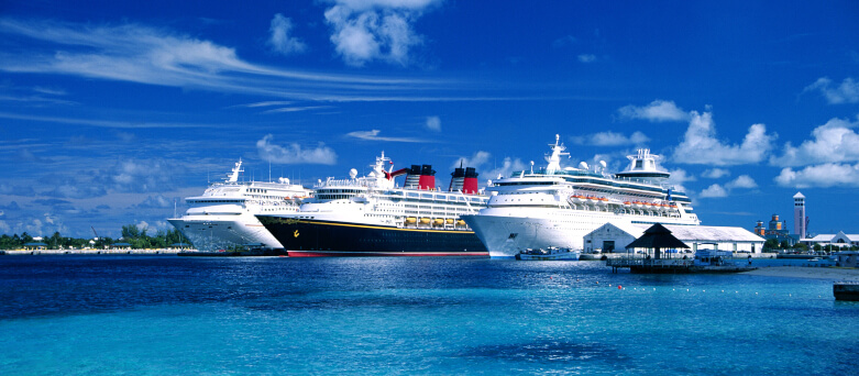 cruise ships docked in the Bahamas
