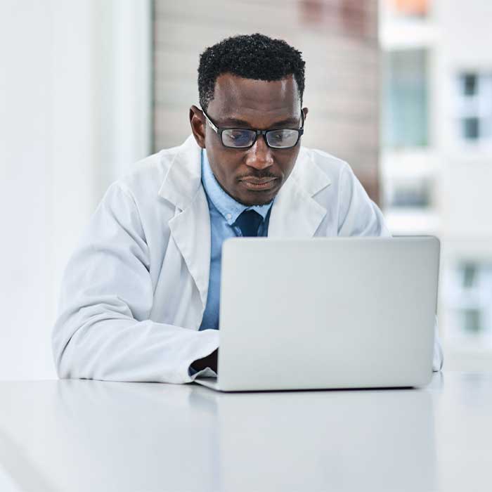 Doctor using a computer