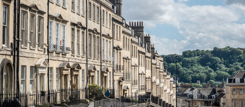 Line of houses in Bath city