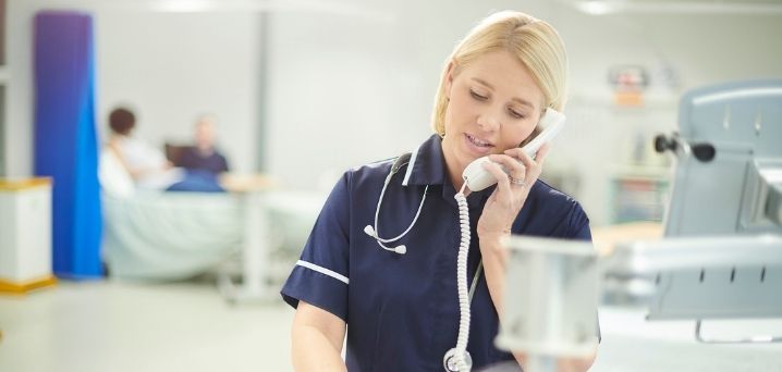 Nurse talking on the phone