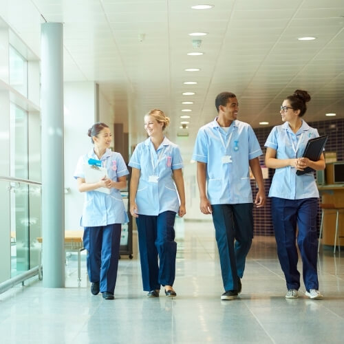 nursing staff walking