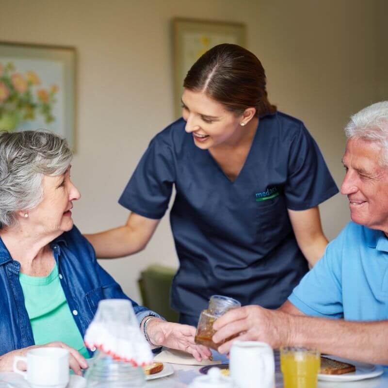 Homecare worker checking on patients