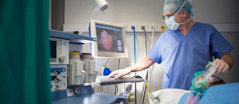 Anaesthetist in operating theatre