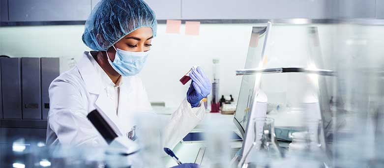 Microbiologist at work