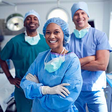 Doctors in an operating theatre