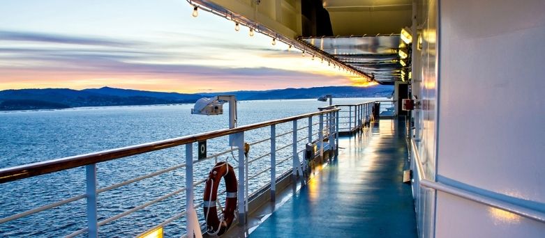 sunset over cruise ship deck