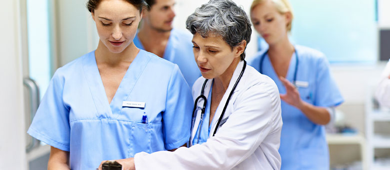 A doctor and nurse in a hospital