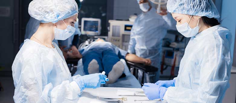 Theatre nurses in an operating room